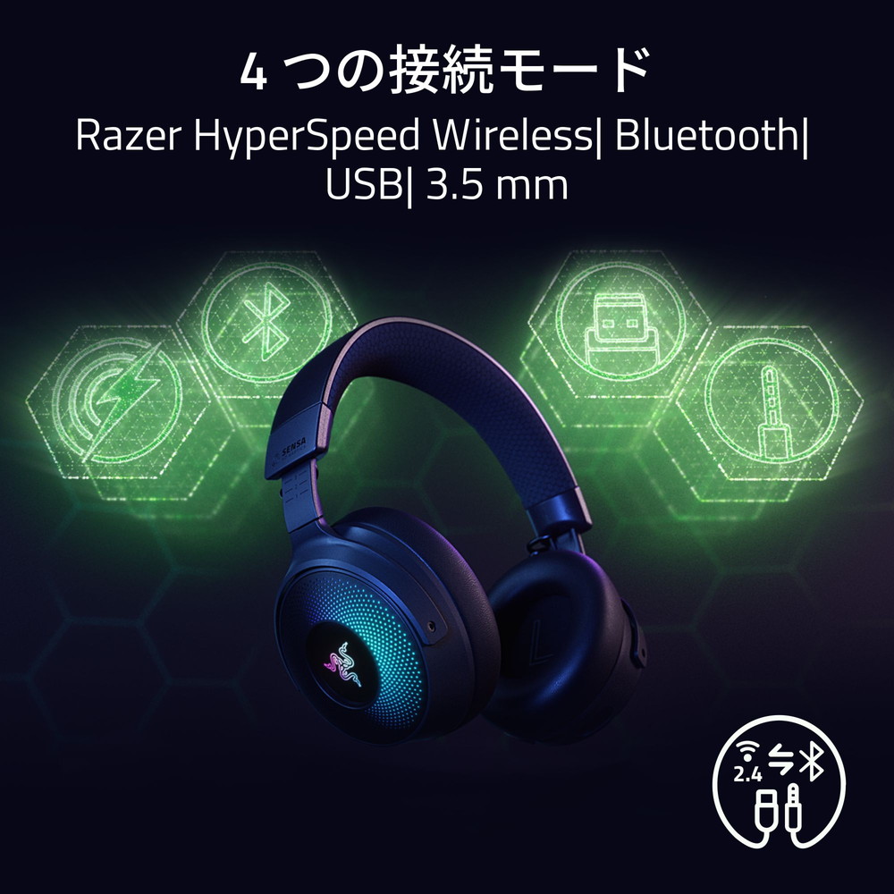 Razer レイザー Kraken V4 Pro 有線(USB 3.5mm)/USB無線/Bluetooth対応