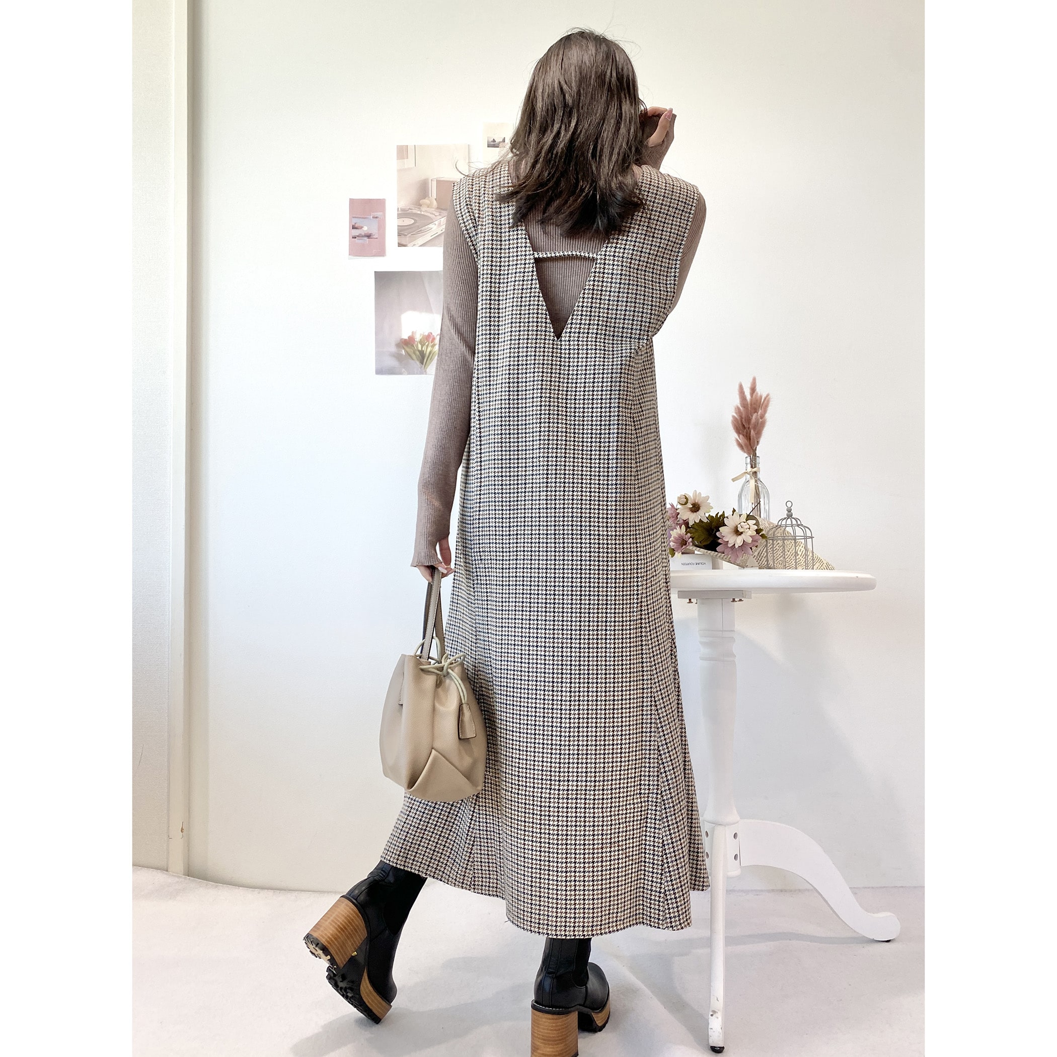 ガンクラブチェック両Vネックマーメイドワンピース｜ワンピース｜CECIL