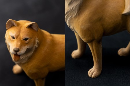 一木造り彫刻 日本犬 伝統工芸 工芸品 木彫り 彫刻 木製 職人 像 置物