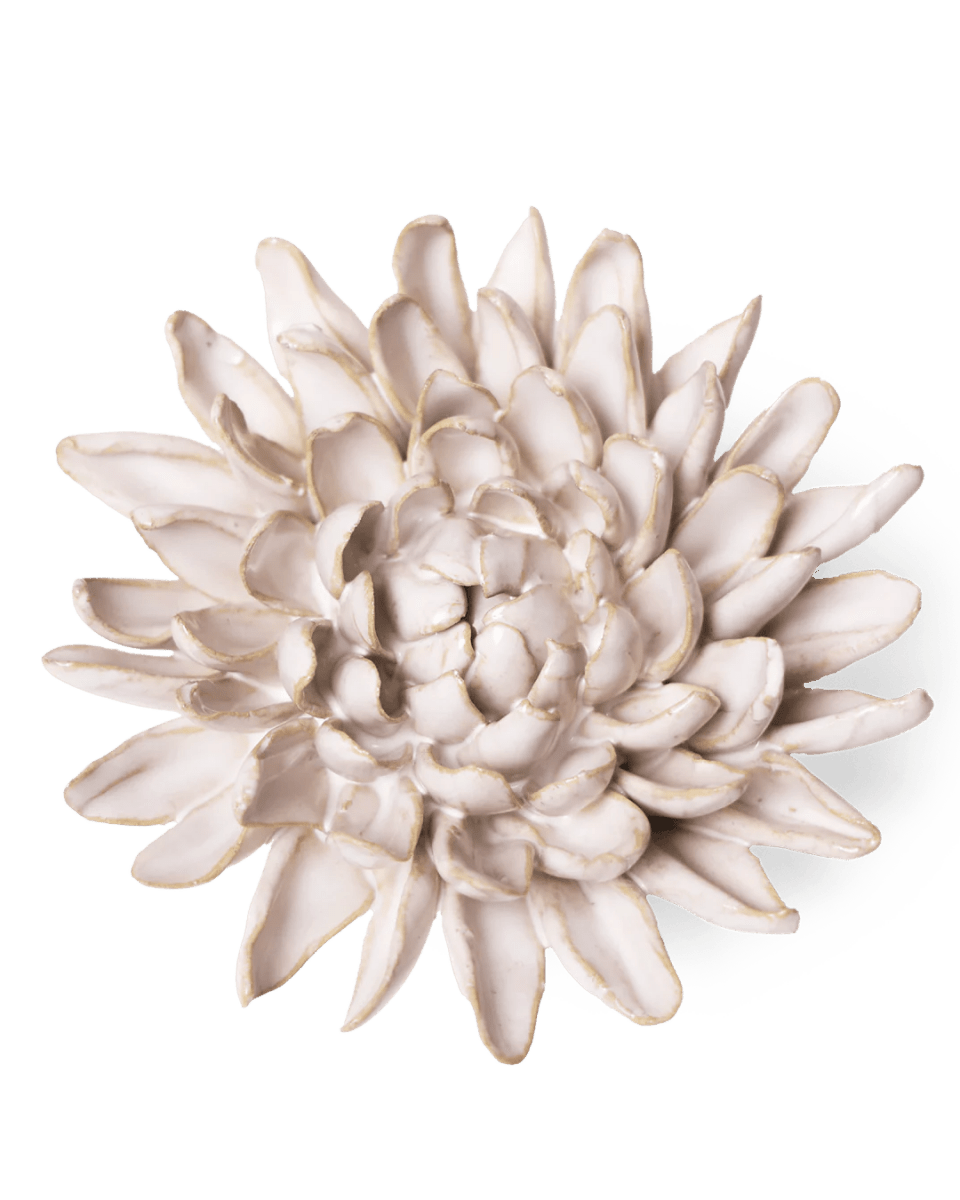 Wall Decor: Ceramic Ivory Chrysanthemum Flower Wall Art – Chive US