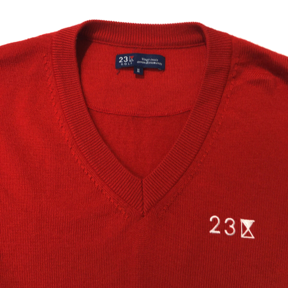 中古 レディース 23区ゴルフ 23区GOLF セーター 2(L) 赤 レッド 長袖V