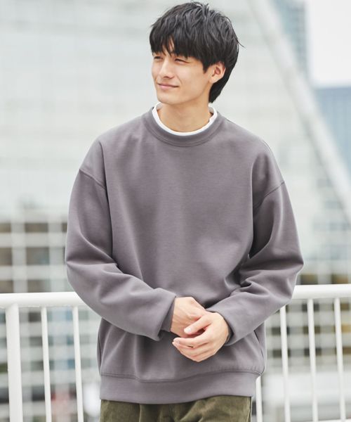 天竺モックネックロングスリーブTシャツ