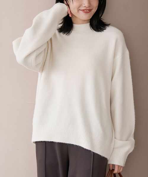 フラッフィーモックネック ウォッシャブルニット（WEB限定カラーあり）