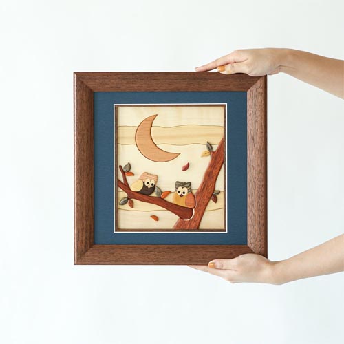 旭川クラフト Pecker 工房ペッカー YO-F 寄せ木絵 ふくろう 国産