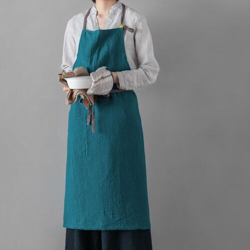 エプロン｜Lino e Lina リトアニアリネン マノン ブルーパヴォーネ