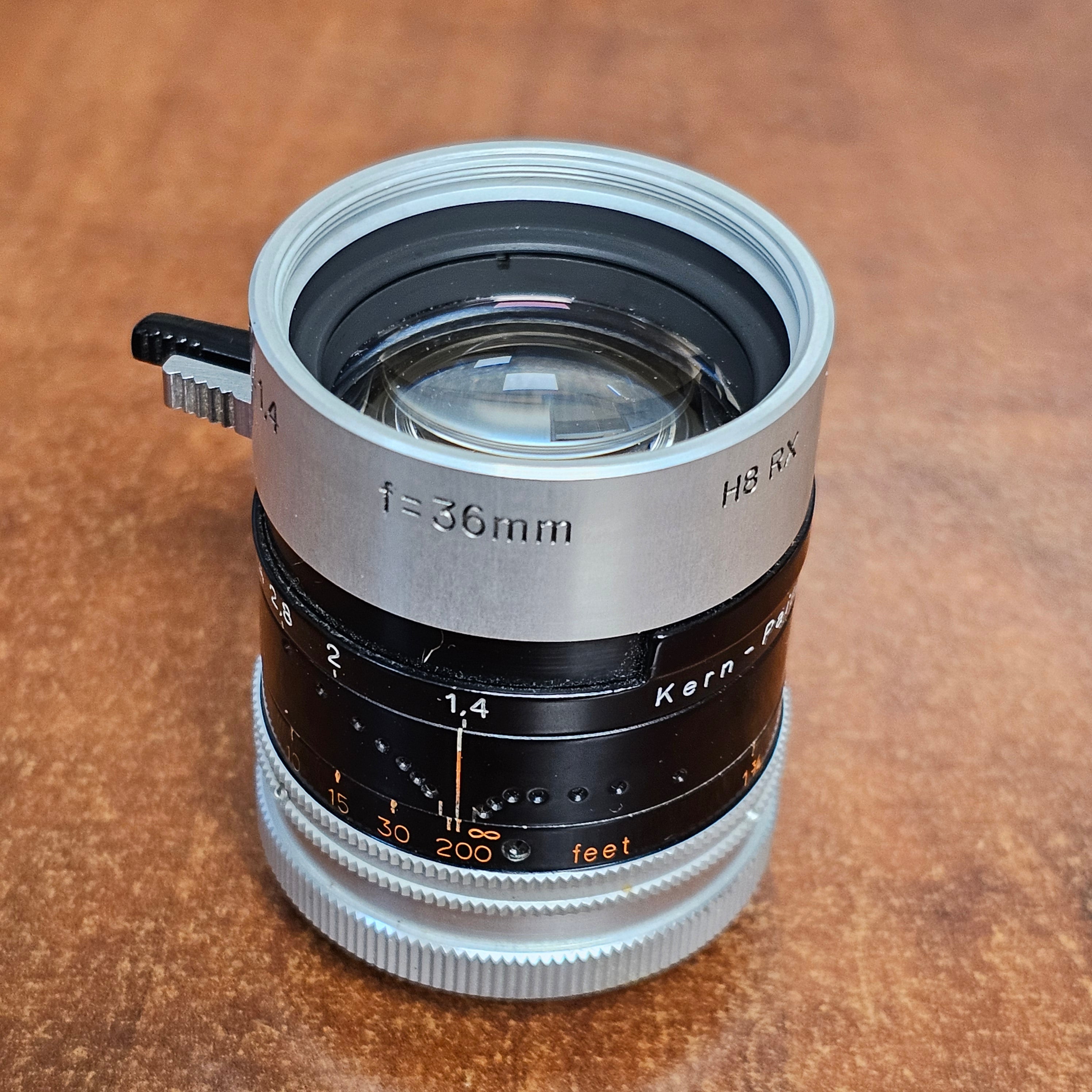 Switar Macro Preset 36mm f1.4 H8 RX C-Mount Lens S# 877442 – Du