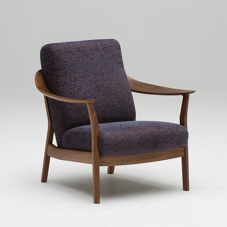 1人掛けソファ 幅77㎝ WW5700 ネイビー ウォールナットナチュラル 通販