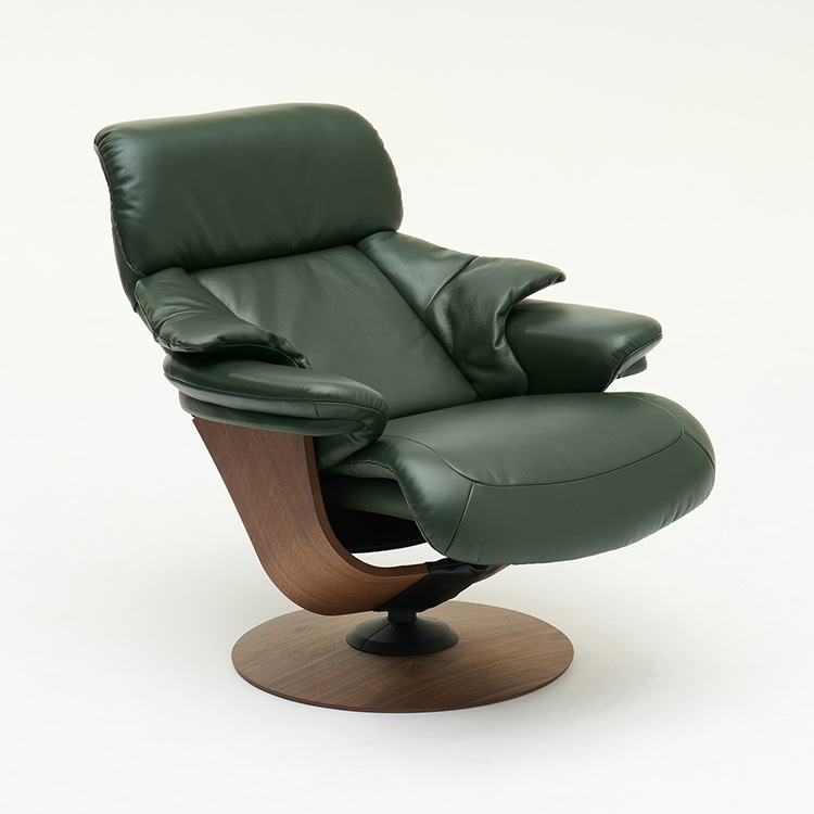 リクライニングチェア(M) RU7350 ダークグリーン ウォールナット