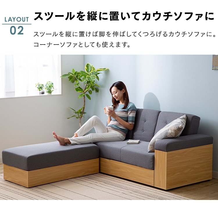 ソファ 2人掛け 収納付き STSB-2110 ブラウン[同梱不可]