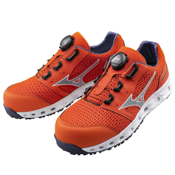 ミズノ 安全靴 オールマイティ VH51L BOA F1GA230654 オレンジ×ブルー