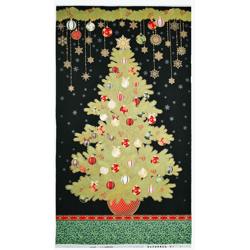 Fairy Cotton / クリスマス・ツリー 金ラメ・タペストリー 58*110
