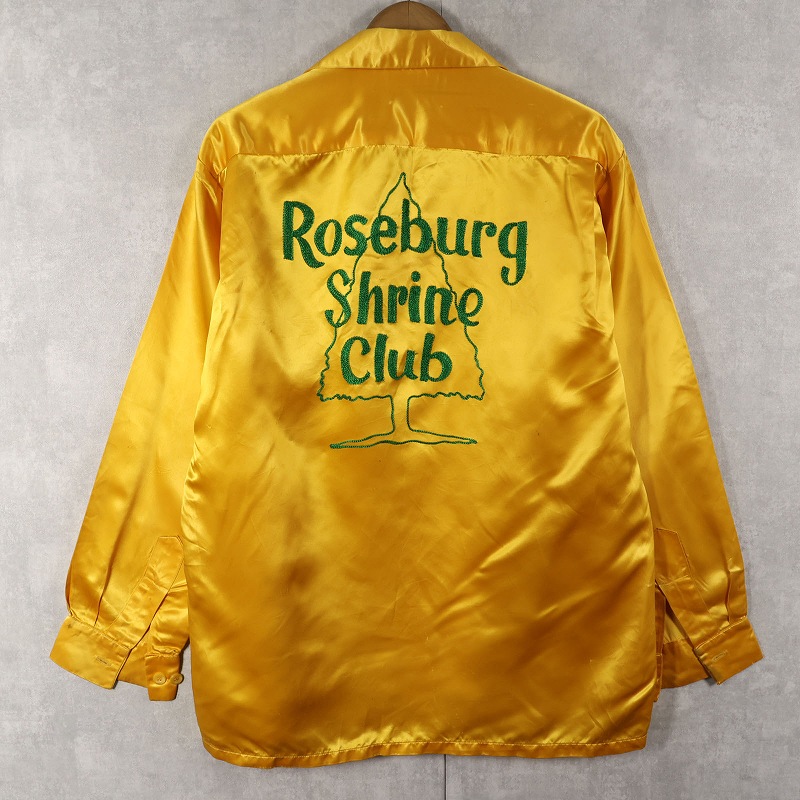 60s 60年代 サテンシャツ オープンカラーシャツ ボーリングシャツ 黄色