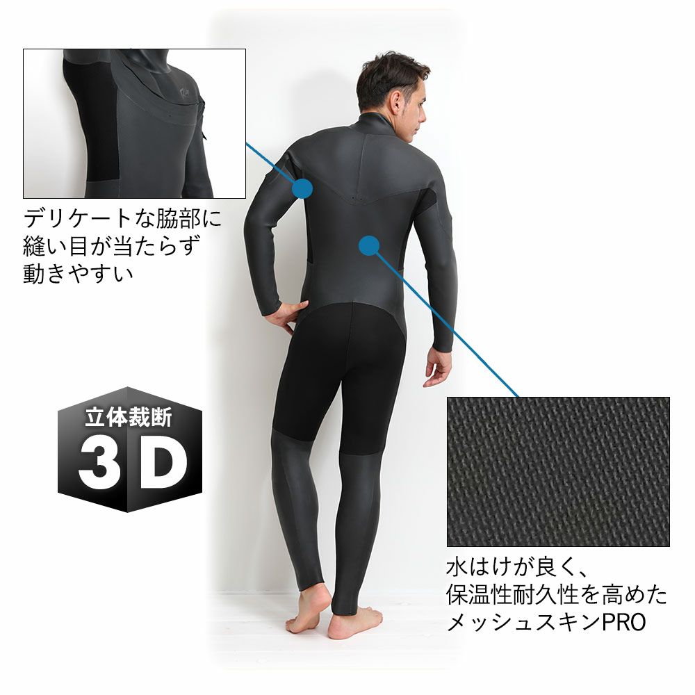 RSS SURF メンズ セミドライ ロングチェストジップ 5x3mm M～XXL 全1色