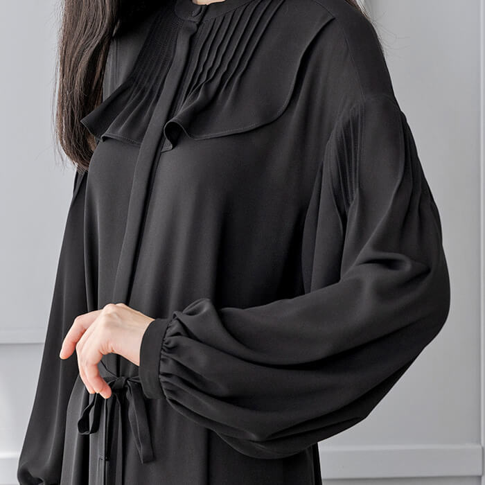 洗える｜ピンタックがポイントのワンピース M・ブラック｜東京