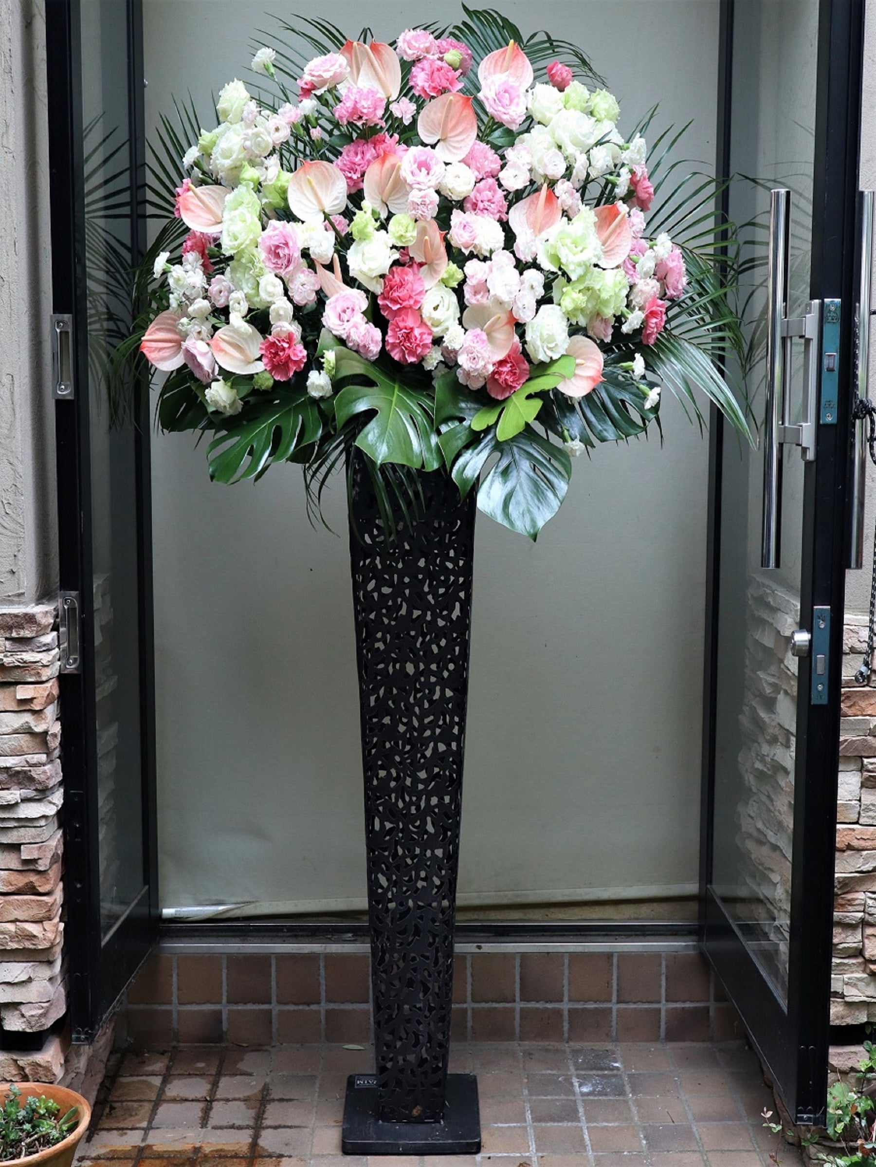 フラワースタンド1段 アイアンスタンド「ロマンスピンクのアイアン