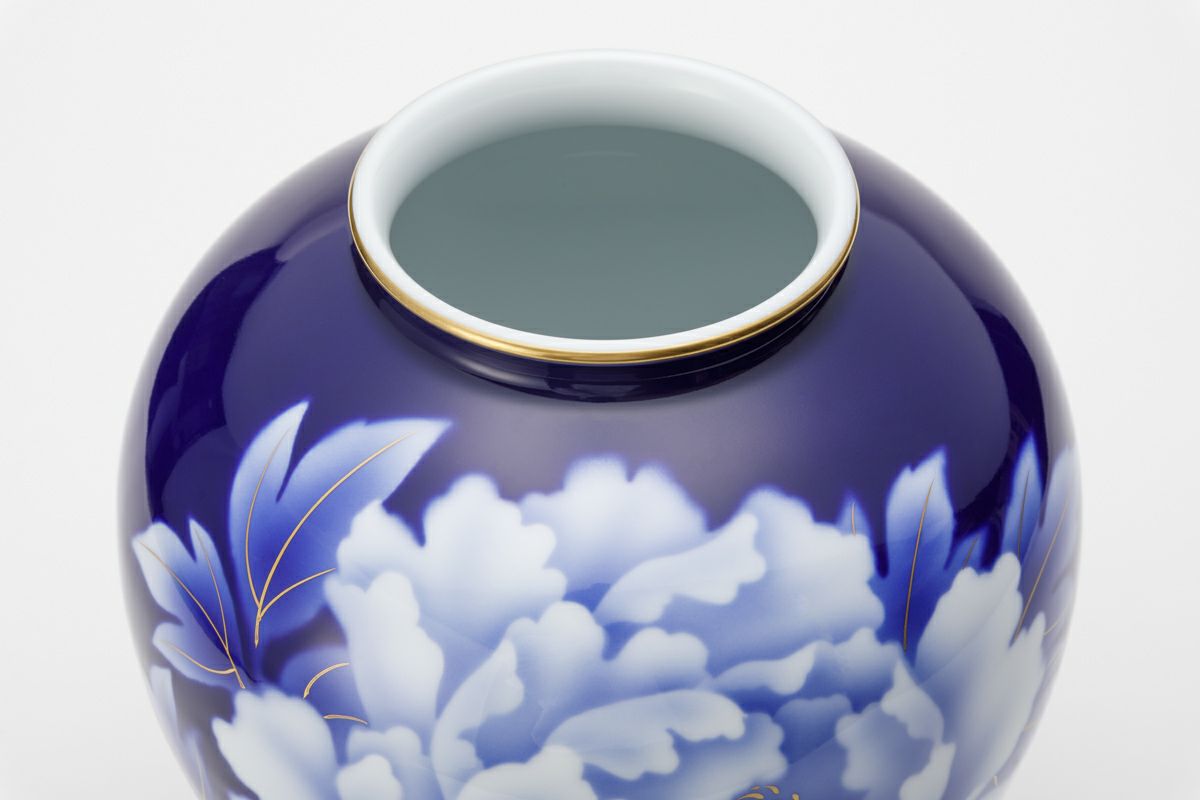 ルリ牡丹 F型9号花生 | 有田焼 深川製磁｜公式オンラインストア