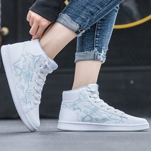 アートな足元】グラフィック ハイカットスニーカー | モノトーン