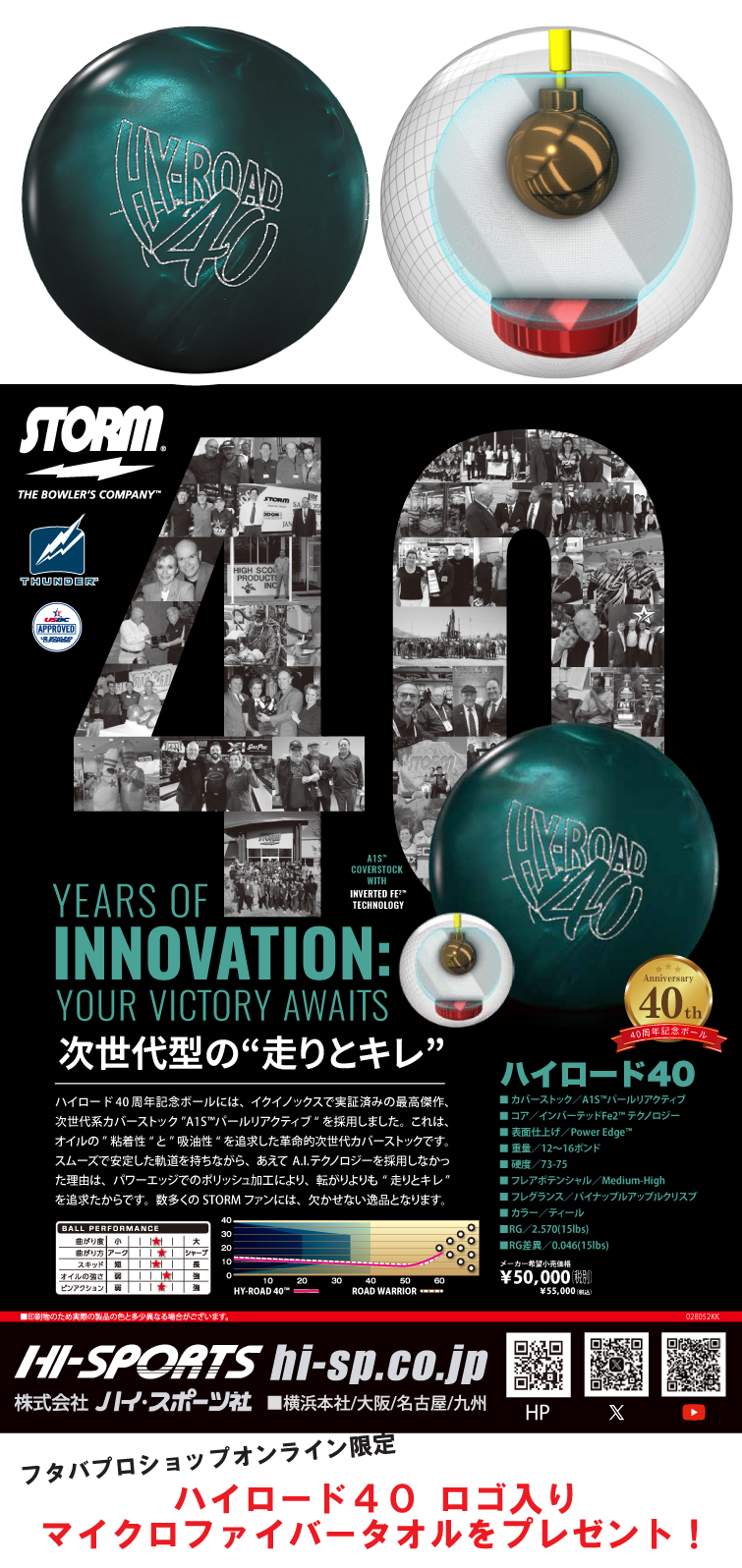 ☆購入特典有り☆【ボウリングボール ストーム STORM】ハイロード40 HY