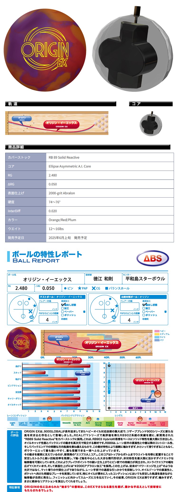 ボウリングボール ABS 900グローバル 900GLOBAL】オリジンイーエックス